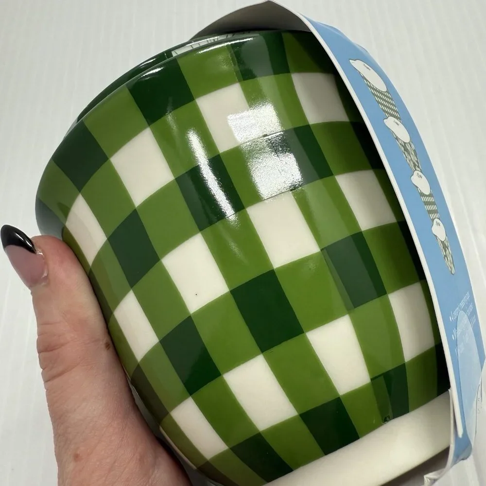 Draper James Green Gingham Floral Ceramic Measuring Cups Set 4 New Boxed Gift